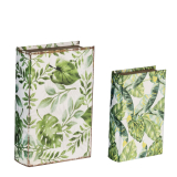 Botanical green&white book box