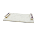 Tray White Marble With Handle 