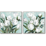 S/2 84CM White TulipsFramed