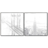 S/2 84CM New York Grey scale