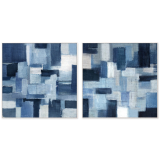 S/2 82x82CM Blue PolygonalFr