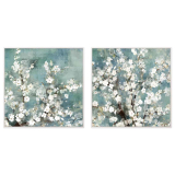 S/2 82x82cm White Blossoms 