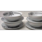 Plate and Bowl-Black Floral
