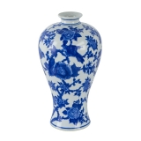 33cm Ren BLU N white bird Vase