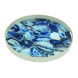 46CM Blue Marble Round Tray