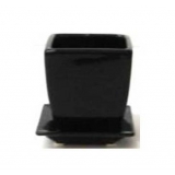 SQ Pot with Saucer - black