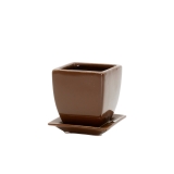 SQ Pot with Saucer - chocolate