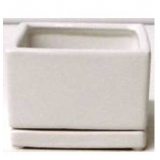 SQ Pot with Saucer - white