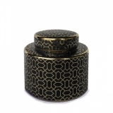 18CM Blk and Gold Ceramic Jar