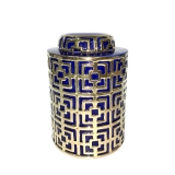 28CM Victoria Navy & Gold Jar