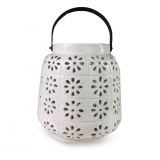 27CM Floral Ceramic Lantern-Wh